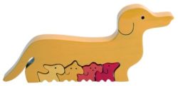 daschund family wooden rubberwood puzzle