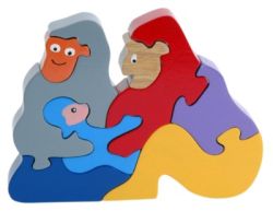 gorilla family wooden rubberwood puzzle