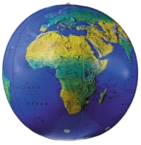 Dark Blue Topographical World Globe
                Beach Ball